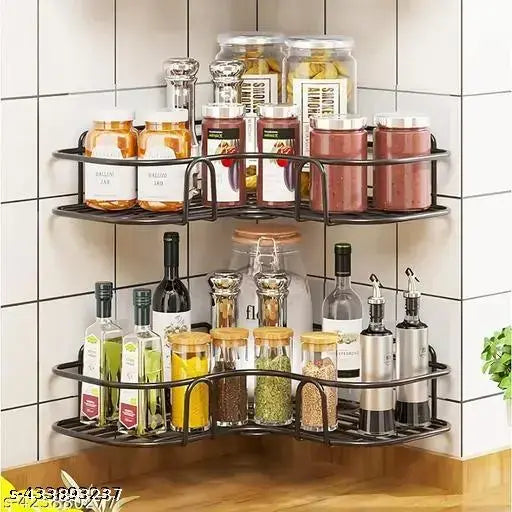 Set of 2 Bathroom & Kitchen METAL corner storage organizer for accessories