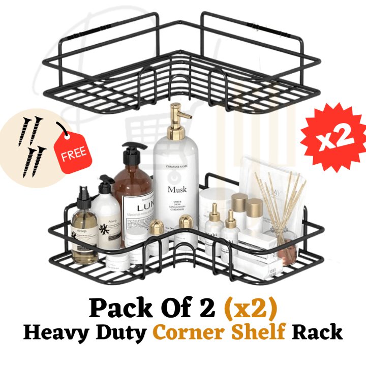 Set of 2 Bathroom & Kitchen METAL corner storage organizer for accessories
